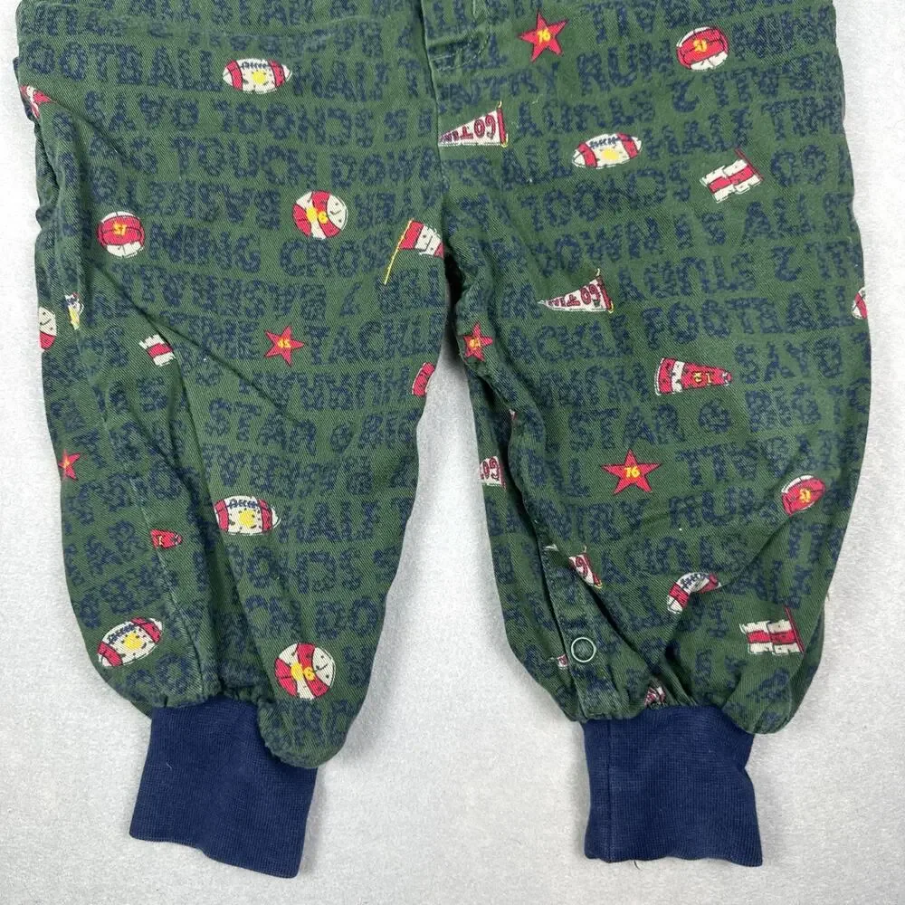 Vintage Gymboree School Day Sports Overalls Size Small Rainbow Tag Green Blue